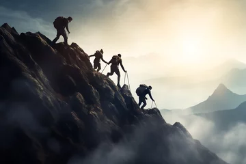 Photo sur Plexiglas Nasa Group of climbers climbing to the top of the mountain. Elements of this image furnished by NASA