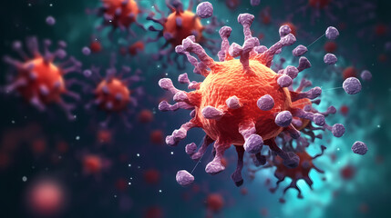Fototapeta premium Cell background, virus cells, medical research background