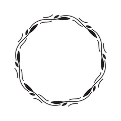 Hand drawn floral wreaths. Botanical round frames with branches and leaves.