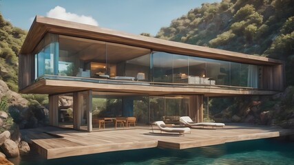 Fototapeta premium Home in Underwater Background Very cool