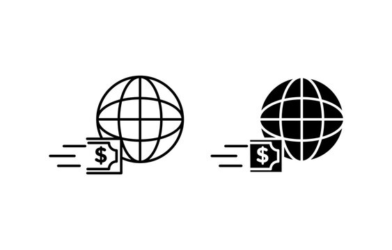 Wire Transfer Money Icon Set. Vector Illustration
