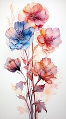 Watercolor illustration of flowers. Mother's day, wedding, birthday, Easter, Valentine's day. World Kissing Day.