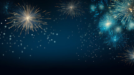 Happy New Year, burning fireworks with bokeh light background