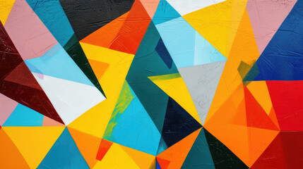 Bright multi colored triangle abstract canvas background in dynamic pattern