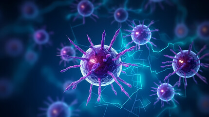 Cell background, virus cells, medical research background