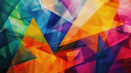 Bright multi colored triangle abstract canvas background in dynamic pattern - obrazy, fototapety, plakaty
