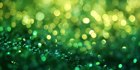 Obraz premium Abstract green blurred background with round bokeh for st patrick's day celebration