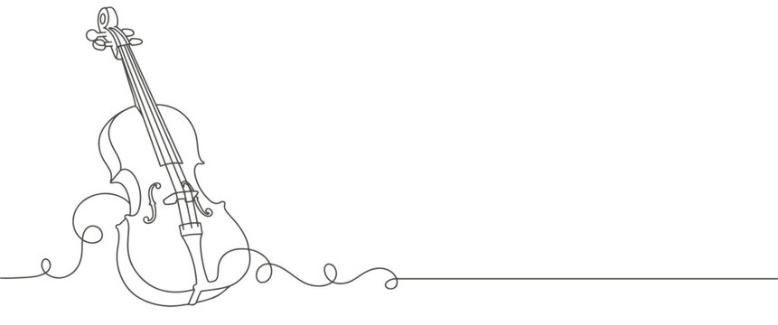 violin line art style drawing. Vector eps