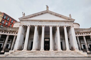Fototapeta na wymiar Basilica of San Francesco di Paola, located on Piazza del Plebiscito, Naples, Italy