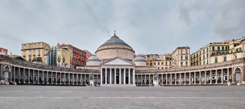 Basilica of San Francesco di Paola, located on Piazza del Plebiscito, Naples, Italy