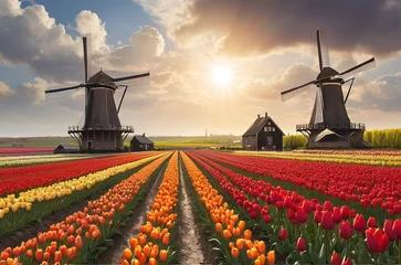 Foto op Canvas View of tulips in the Netherlands © Ima