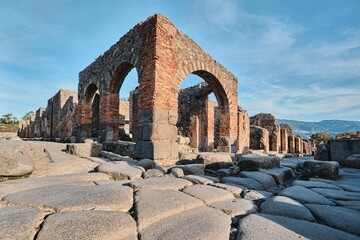 Ruins of the houses in the ancient city of Pompeii