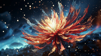 fireworks in the night sky high definition photographic creative image - obrazy, fototapety, plakaty