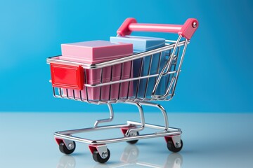 Effortlessly maneuvering through the bustling aisles, the handcart brimmed with neatly stacked boxes, ready to transport the joys of retail therapy to its eager owner