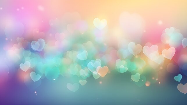 colorful vibrant hearts abstract bokeh background