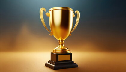 Gold trophy best champion award on success prize winner