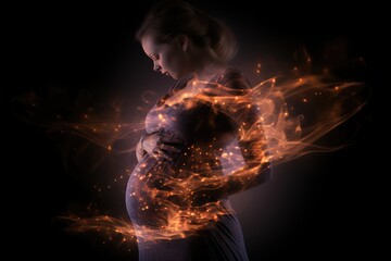 baby belly in pregnant woman - obrazy, fototapety, plakaty