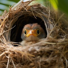 Naklejka na ściany i meble palm tree baby bird famous nest images Generative AI