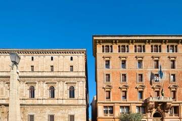 Old Historical Streets and typical roman architecture style in Downtown, Rome, Italy