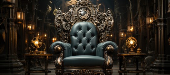 An elegant statement piece, this black and gold chair exudes sophistication with its sculptural design and serves as a stunning addition to any indoor space