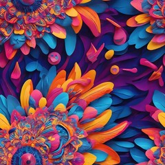 a vibrant and psychedelic seamless pattern, generative ai