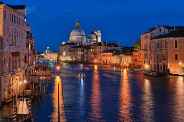 View of Grand Canal and Basilica Santa Maria della Salute, Venice, Italy - obrazy, fototapety, plakaty