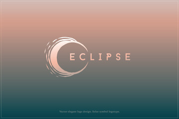 Obraz premium Eclipse logo design, Star logotype, Planet, Space, Universe, Minimal Minimalistic, Sun, Rays, Satelite emblem. Vector illustration