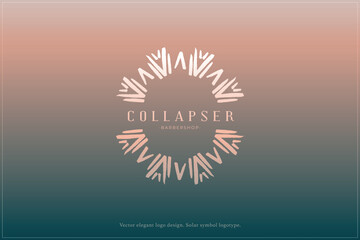 Celestial logo design, Star logotype, Planet, Space, Universe, Minimal Minimalistic, Sun, Rays, Satelite emblem. Vector illustration