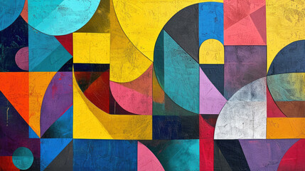 Abstract canvas background with bright geometric shapes, creating a sense of depth