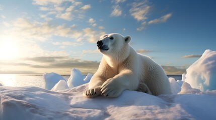 Ours Polaire sur un Bloc de Glace Détaché de la Banquise - Illustration Artistique

