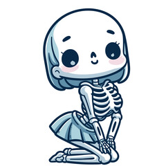 Obraz na płótnie Canvas Cute little skeleton girl posing, Vector illustration in cartoon style, Halloween sticker design, generative ai