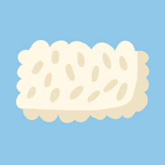 Tempe illustration. Indonesian traditional food made from soybean which is fermented by Rhizopus sp
