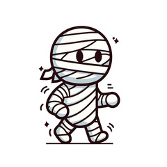 Cute mummy cartoon character. Vector illustration in doodle style, kawaii Halloween, generative ai