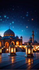 Fototapeta na wymiar traditional lanterns representing the festive spirit of islamic event and celebration