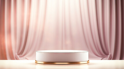 podium pink background and fabric curtain with spotlight luxury
