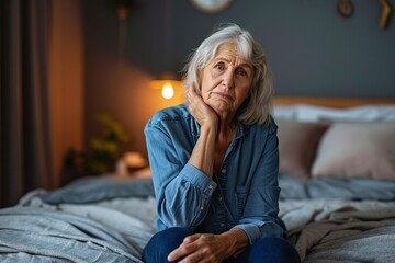 Obraz premium Elderly Loneliness and Health Struggles,Sad Senior Citizen Facing Life's Challenges