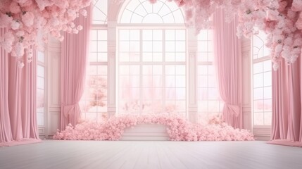 Floral Wedding Interior Design Wallpaper, generative ai