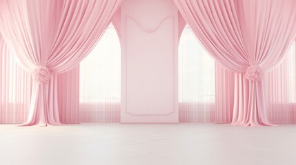 Pastel Wedding Interior with City View Wallpaper, generative ai