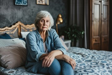 Obraz premium Elderly Loneliness and Health Struggles,Sad Senior Citizen Facing Life's Challenges