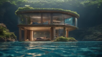 Obraz premium Home in Underwater Background Very cool