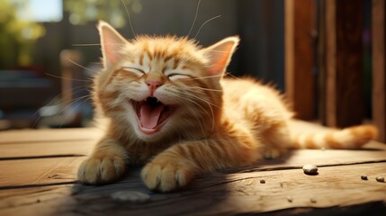 Sad and Cute Cat Laughing 8K/4K - Photorealistic

