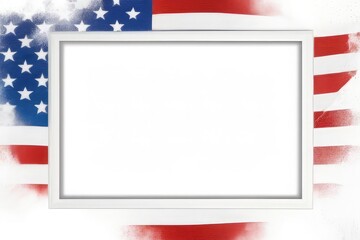 4th July US Flag with white empty Frame, American flag with illustration celebration invitation card 4th of July invitation 