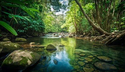 Naklejka premium A beautiful crystal clear stream of water