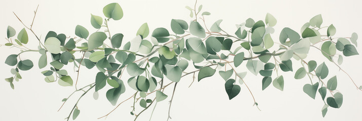 eucalyptus green vine print octogoniolithocarpa in  - obrazy, fototapety, plakaty