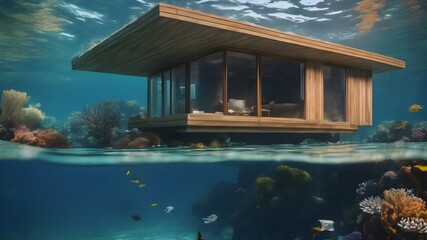 Obraz premium Home in Underwater Background Very cool