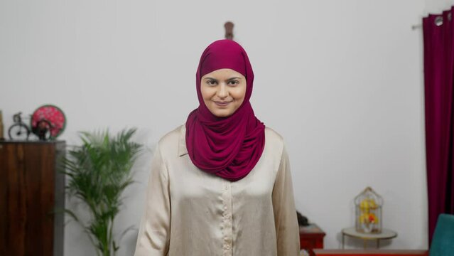 Muslim Woman in Hijab Scarf Greeting Adab