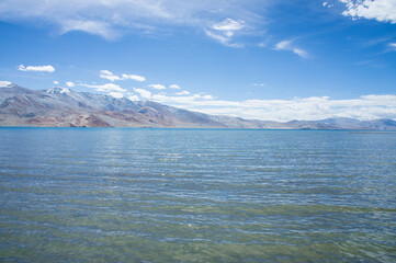 Tso Moriri, a high-altitude lake in the Himalayas, Ladakh, mountain lake, India