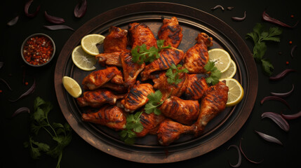 A plate of savory and spicy chicken tikka, a popular dish for iftar during Ramadhan