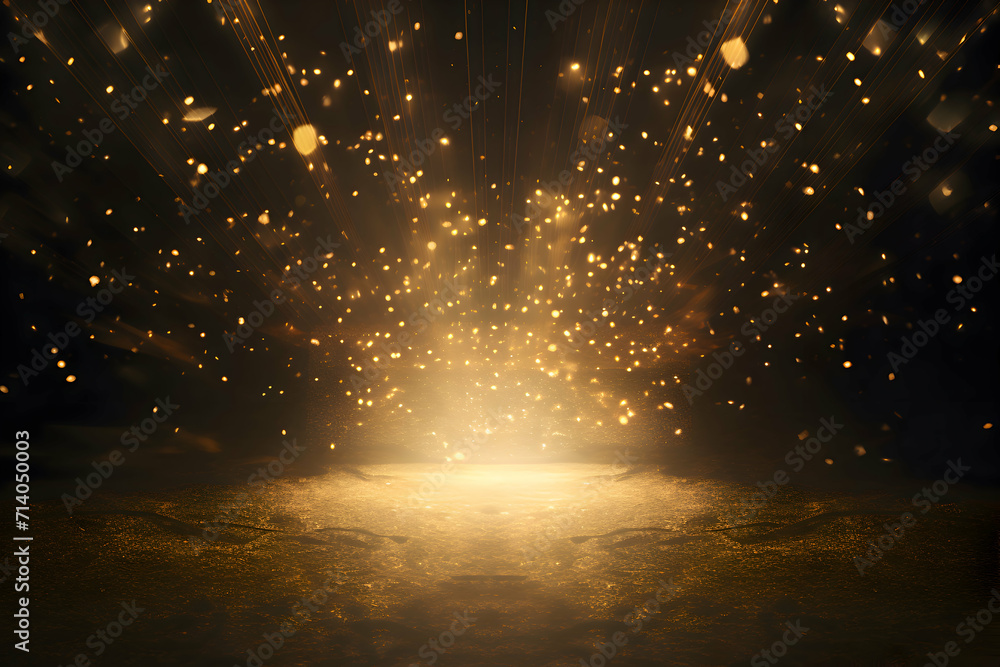 Poster light abstract glowing bokeh light. shining star, sun particles and sparks with lens flare effect on