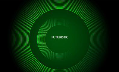 3D green techno abstract background overlap layer on dark space with glowing circle lines decoration.  Vector illustrator